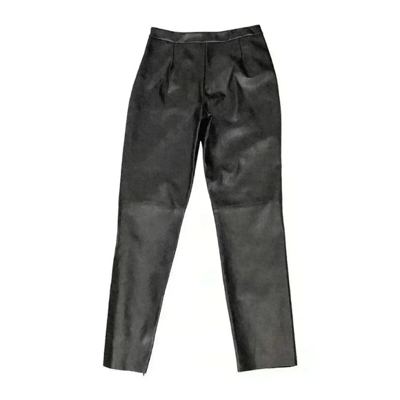 Lulus Keep Your Stride Black Vegan Leather Trouser Leggings Ankle Length SIZE-M - Picture 12 of 13